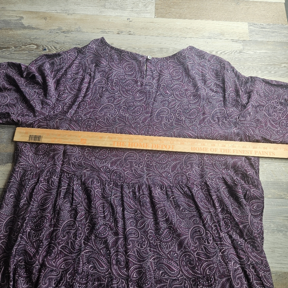 J. Jill NEW Tiered Dress Purple Paisley Size XL Midi - Picture 6 of 12